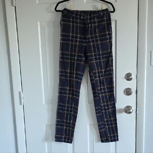 Original Use Navy Plaid Slim Chinos